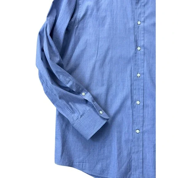 Ralph Lauren Purple Label Dress Shirt‎ Long Sleeve Blue Cotton Blend, Size 17
